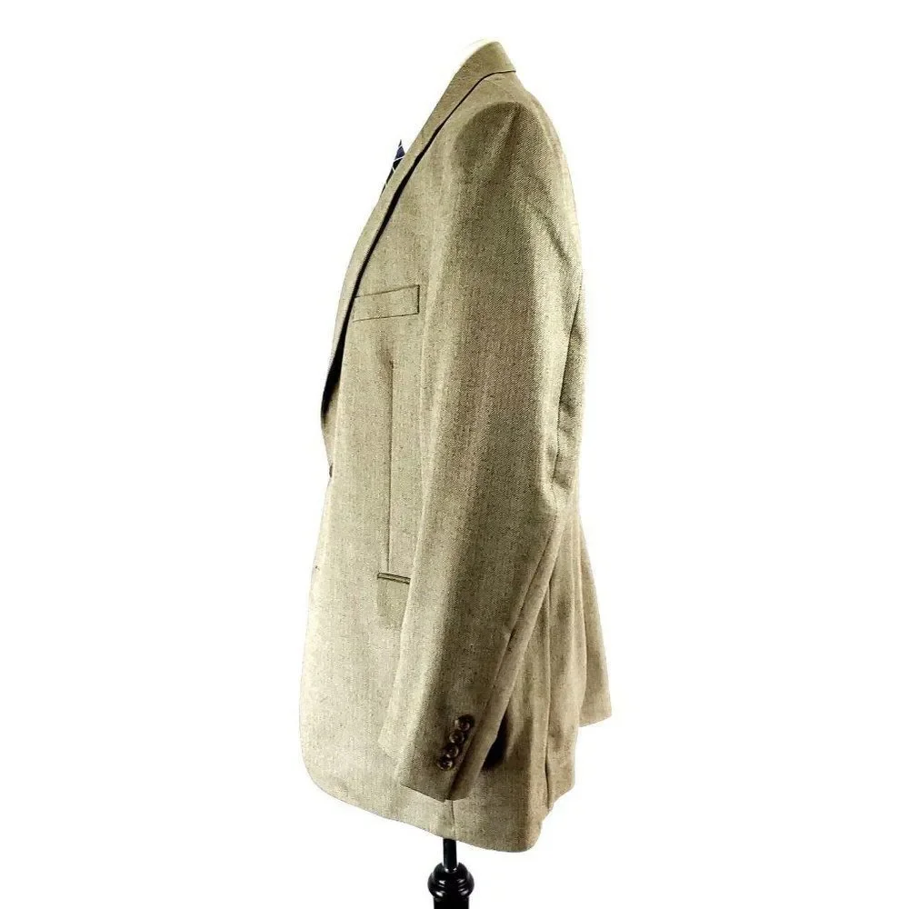 Jos A Bank Signature Camel Hair Silk 2‎ Button Sport Coat 44L Tan Herringbone